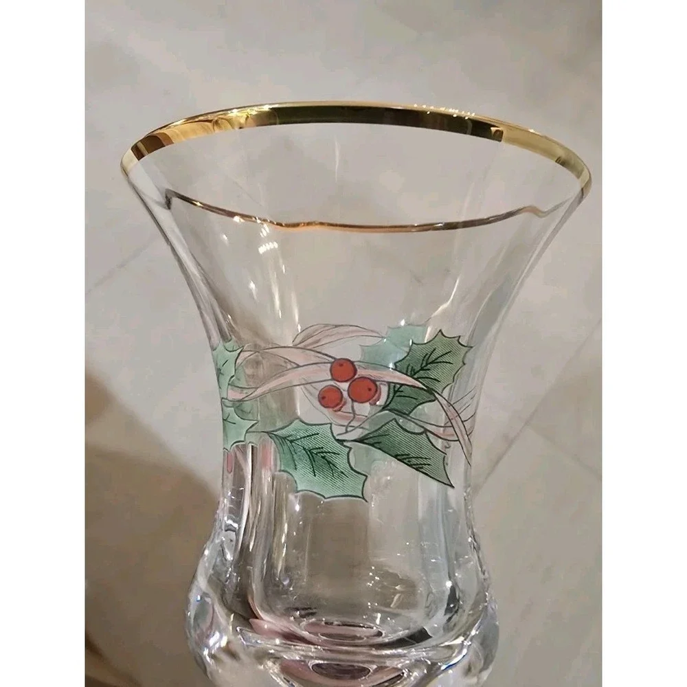 VTG Set 2 MIKASA Christmas Holly Ribbon Single Light Candlesticks‎ Cottagecore